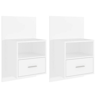 B&Q -  Sleek Wall-Mounted Bedside Cabinets 2 Pcs White