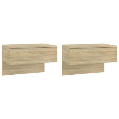 B&Q -  Compact Wall-Mounted Bedside Cabinets 2 Pcs Sonoma Oak