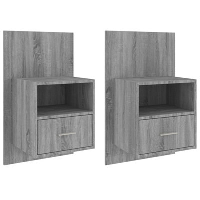B&Q -  Stylish Wall-Mounted Bedside Cabinets 2 Pcs Grey Sonoma
