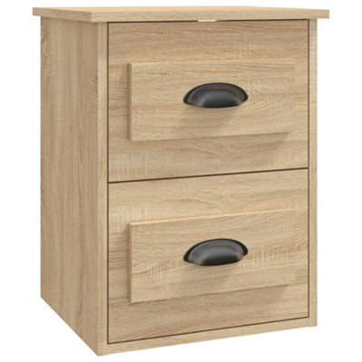 B&Q -  Elegant Wall-Mounted Bedside Cabinet Sonoma Oak 41.5X36X53Cm