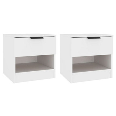 B&Q -  Elegant Bedside Cabinets 2 Pcs White Engineered Wood