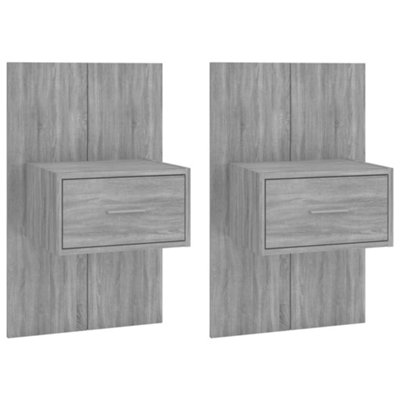B&Q -  Elegant Wall-Mounted Bedside Cabinets 2 Pcs Grey Sonoma