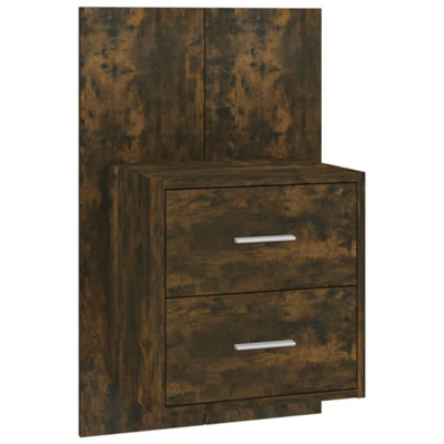 B&Q -  Sleek Wall-Mounted Bedside Cabinet Smoked Oak