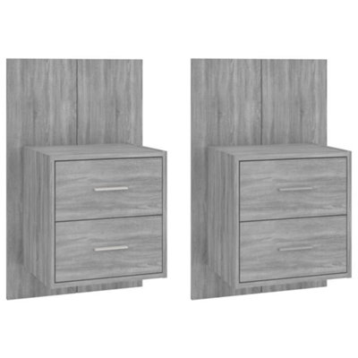 B&Q -  Sleek Wall-Mounted Bedside Cabinets 2 Pcs Grey Sonoma