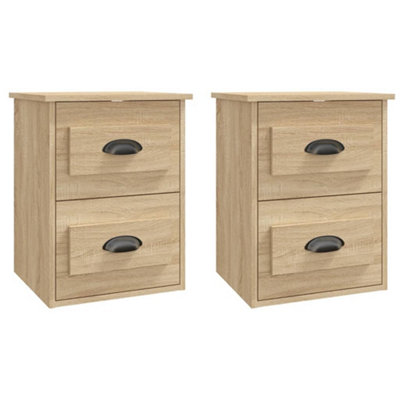 B&Q -  Elegant Wall-Mounted Bedside Cabinets 2 Pcs Sonoma Oak 41.5X36X53Cm
