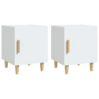 B&Q -  Elegant Bedside Cabinets 2 Pcs White Engineered Wood