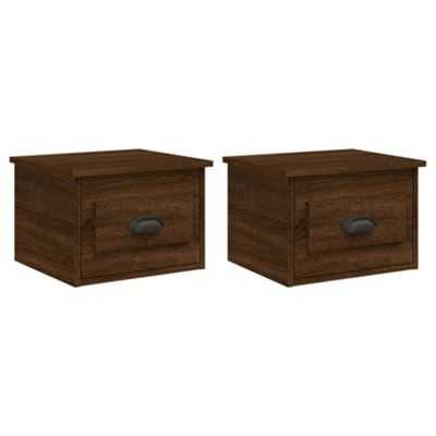 B&Q -  Elegant Wall-Mounted Bedside Cabinets 2 Pcs Brown Oak 41.5X36X28Cm