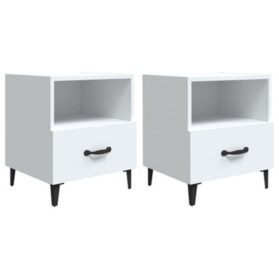 B&Q -  Elegant Bedside Cabinets 2 Pcs White Engineered Wood