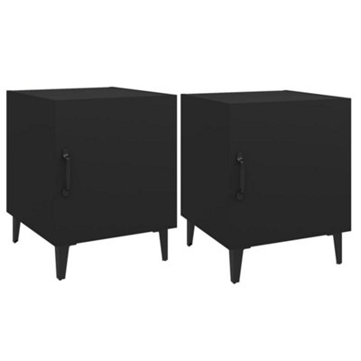 B&Q -  Elegant Bedside Cabinets 2 Pcs Black Engineered Wood