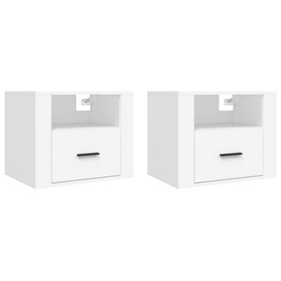B&Q -  Elegant Wall-Mounted Bedside Cabinets 2 Pcs White 50X36X40 Cm