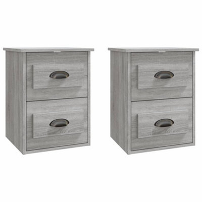 B&Q -  Elegant Wall-Mounted Bedside Cabinets 2 Pcs Grey Sonoma 41.5X36X53Cm