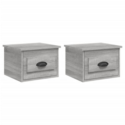 B&Q -  Elegant Wall-Mounted Bedside Cabinets 2 Pcs Grey Sonoma 41.5X36X28Cm