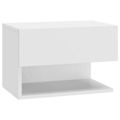 B&Q -  Sleek Wall-Mounted Bedside Cabinet White