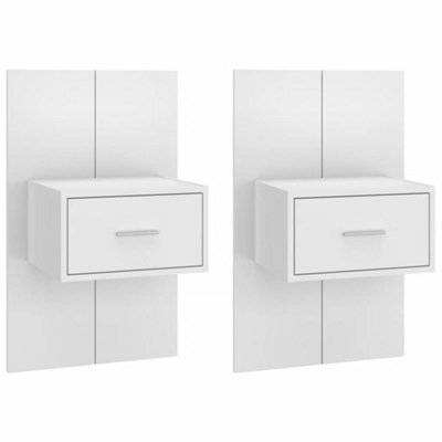 B&Q -  Practical Wall-Mounted Bedside Cabinets 2 Pcs White