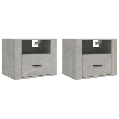 B&Q -  Elegant Wall-Mounted Bedside Cabinets 2 Pcs Concrete Grey 50X36X40 Cm