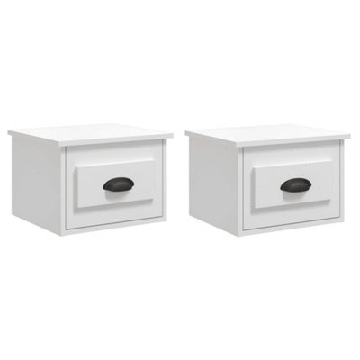 B&Q -  Elegant Wall-Mounted Bedside Cabinets 2 Pcs High Gloss White 41.5X36X28Cm