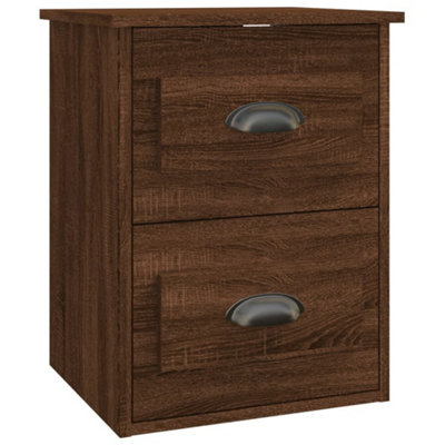 B&Q -  Elegant Wall-Mounted Bedside Cabinet Brown Oak 41.5X36X53Cm