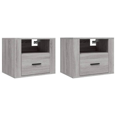 B&Q -  Elegant Wall-Mounted Bedside Cabinets 2 Pcs Grey Sonoma 50X36X40 Cm