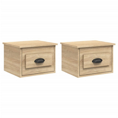 B&Q -  Elegant Wall-Mounted Bedside Cabinets 2 Pcs Sonoma Oak 41.5X36X28Cm