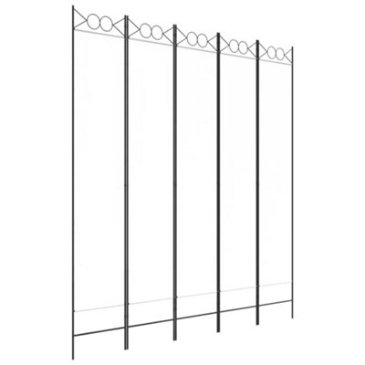 Berkfield Durable 5-Panel Room Divider White 200X220 Cm Fabric from B&Q