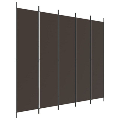 Berkfield Durable 5-Panel Room Divider Brown 250X220 Cm Fabric from B&Q