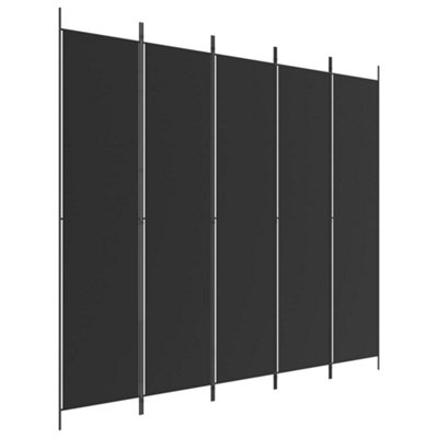 Berkfield Durable 5-Panel Room Divider Black 250X220 Cm Fabric from B&Q