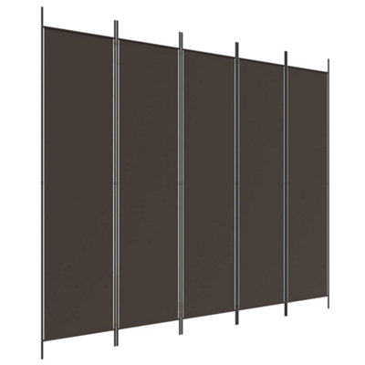 Berkfield Durable 5-Panel Room Divider Brown 250X200 Cm Fabric from B&Q
