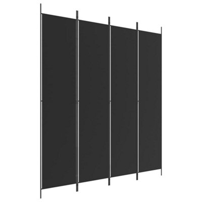 Berkfield Durable 4-Panel Room Divider Black 200X220 Cm Fabric from B&Q