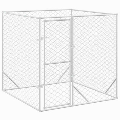 Berkfield Durable Outdoor Dog Kennel Silver 2X2X2 M Galvanised Steel from B&Q