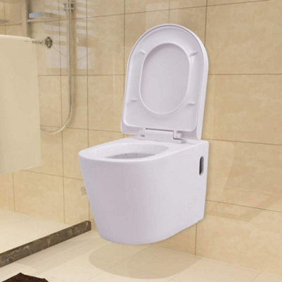 Berkfield Durable Wall Hung Toilet With Concealed Cistern Ceramic White from B&Q