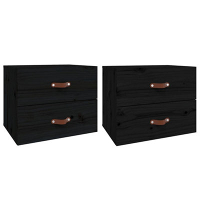 B&Q -  Elegant Wall-Mounted Bedside Cabinets 2 Pcs Black 50X36X40 Cm