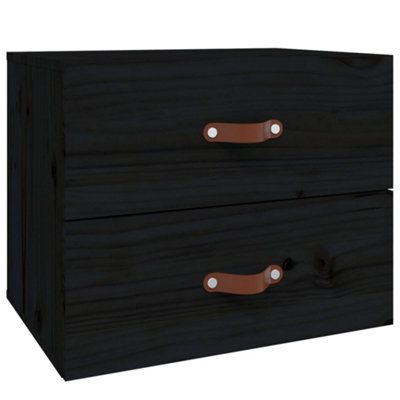 B&Q -  Elegant Wall-Mounted Bedside Cabinet Black 50X36X40 Cm