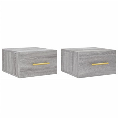 B&Q -  Durable Wall-Mounted Bedside Cabinets 2 Pcs Grey Sonoma 35X35X20 Cm