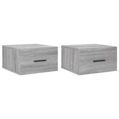 B&Q -  Durable Wall-Mounted Bedside Cabinets 2 Pcs Grey Sonoma 35X35X20 Cm