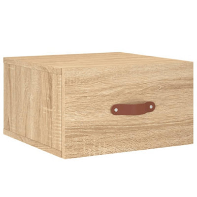 B&Q -  Durable Wall-Mounted Bedside Cabinet Sonoma Oak 35X35X20 Cm