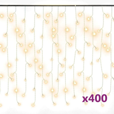 Berkfield Decorative Led Curtain Icicle Lights 10M 400 Led Warm White 8 Function from B&Q