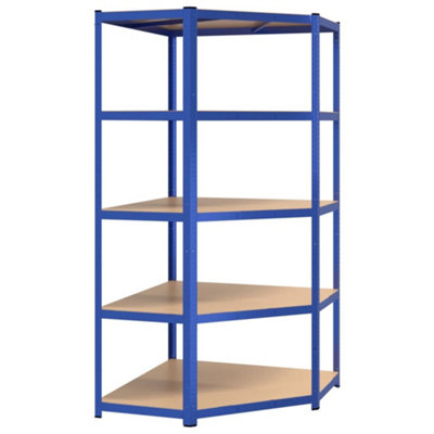 Berkfield Sturdy 5-Layer Corner Shelf Blue Steel&engineered Wood