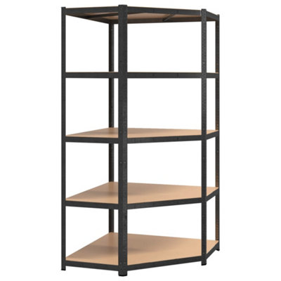 Berkfield Sturdy 5-Layer Heavy-Duty Corner Shelf Grey Steel&engineered Wood