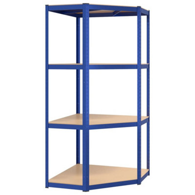 Berkfield Sturdy 4-Layer Corner Shelf Blue Steel&engineered Wood