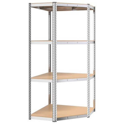 Berkfield Sturdy 4-Layer Corner Shelf Silver Steel&engineered Wood