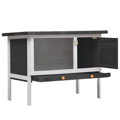 Berkfield Strong Outdoor Rabbit Hutch 1 Layer Grey Wood