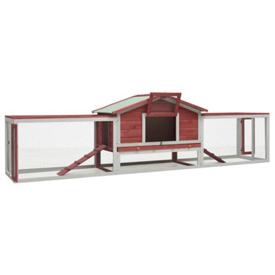 Berkfield Strong Rabbit Hutch Red 310X70X87 Cm Solid Pine & Fir Wood