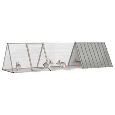 B&Q -  Durable Rabbit Cage Grey 302.5X80.5X71 Cm Galvanised Steel