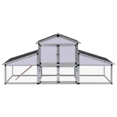B&Q -  Durable Chicken Coop With Runs And Nest Box Aluminium