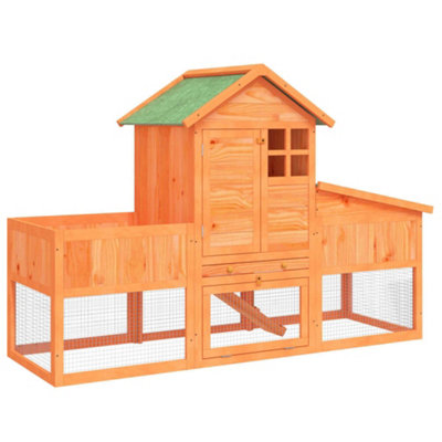 B&Q -  Rustic Rabbit Hutch Brown 170X63X113 Cm Solid Wood Pine