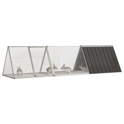 B&Q -  Durable Rabbit Cage Anthracite 302.5X80.5X71 Cm Galvanised Steel