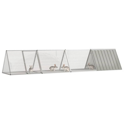 B&Q -  Durable Rabbit Cage Grey 403.5X80.5X71 Cm Galvanised Steel