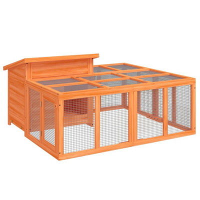 Berkfield Rustic Rabbit Hutch Brown 144X123X67.5 Cm Solid Wood Pine