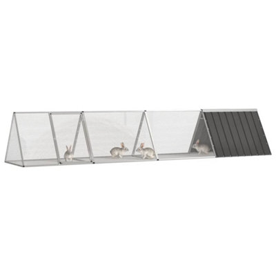 B&Q -  Durable Rabbit Cage Anthracite 403.5X80.5X71 Cm Galvanised Steel