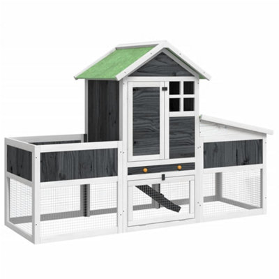 B&Q -  Rustic Rabbit Hutch Grey 170X63X113 Cm Solid Wood Pine